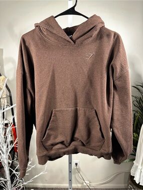 N161. Gymshark Training Oversized Brown Marl Hoodie Pullover